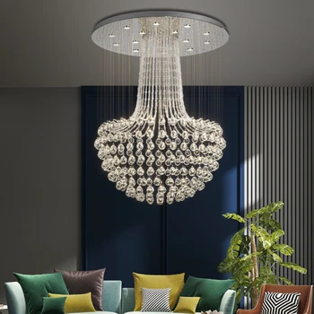 Свет Роскошная хрустальная люстра для гостиной, современный минималистичный светильник для столовой, лампы Grand Villa Hotel