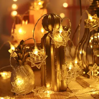 Светодиодная гирлянда в виде звезды, хрустальная Сказочная Гирлянда, Новогодние украшения, внутренний фонарь, декоративные светильники для свадебной Рождественской вечеринки