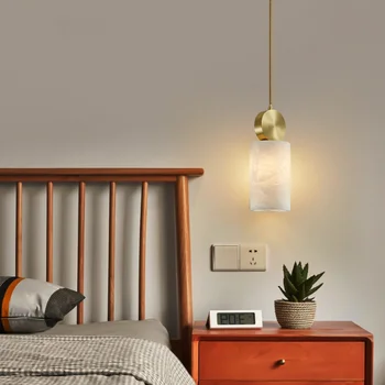 Светодиодная подвесная лампа ресторан Nordic marble прикроватная тумбочка для спальни бар кофейня простой медный модный подвесной светильник