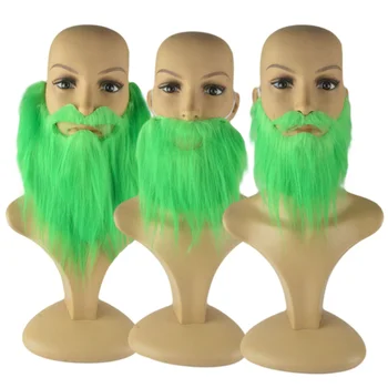 Святой Патрик нарядился накладной бородой и зеленой накладной бородой, чтобы отпраздновать Ирландский карнавал, веселое вечернее платье, Аксессуары, реквизит
