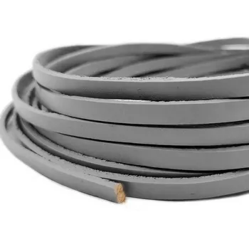 серый Плоский кожаный шнур шириной 5 мм, толщиной 2 мм, для изготовления ювелирных изделий, кожаный ремешок 5 мм x 2 мм из натуральной воловьей кожи