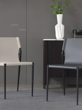 Скандинавская кожаная мебель для дома, обеденный стул, Современный минималистский ресторан, Кухня, кресло для отдыха, Балкон, спальня, офис, Задняя панель CD