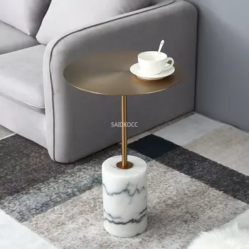 Скандинавская современная мебель для гостиной железный металлический круглый столик из натурального мрамора оптом на заказ