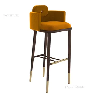 Скандинавские барные стулья из массива дерева для бара, мебель для столовой, высокий барный стул, легкий обеденный стул роскошного дизайна, барный стул на стойке регистрации