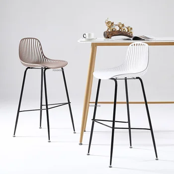 Скандинавские пластиковые барные стулья для бара, стулья для кухни и мебели для высоких столов, Минималистичные креативные барные стулья со спинкой для стола