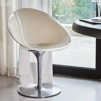 Скандинавский акриловый обеденный стул, современный простой домашний вращающийся стул, антикварный прозрачный дизайнерский стул, стул для туалетного столика, табурет для туалетного столика