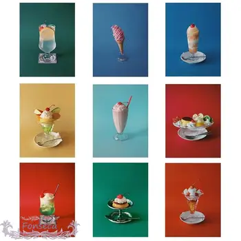 Скандинавский плакат с фруктовым мороженым и напитками, красивые картины на холсте, настенное искусство, печатные картинки без рамы, современный декор гостиной