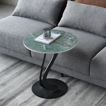 Скандинавский светлый роскошный шиферный диван, приставной столик в гостиной, небольшой журнальный столик, современный минималистичный круглый угловой столик, балконный столик