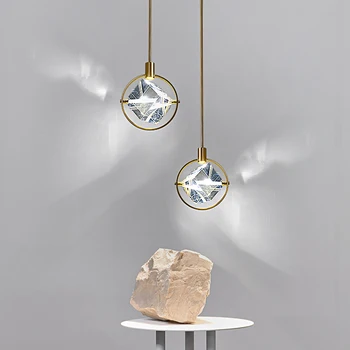 Скандинавский современный хрустальный светильник для спальни, столовой, бара, модельной комнаты, Креативная Прикроватная лампа