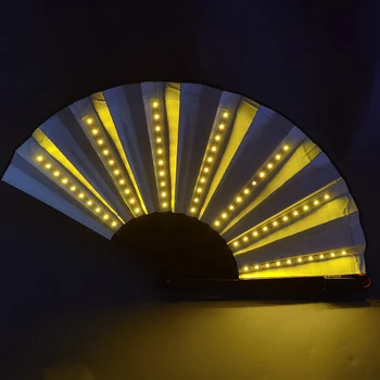 Складной ручной вентилятор со светодиодной подсветкой для ночного выступления Dj Бар Клубная комната Украшение вечеринки Светящийся флуоресцентный
