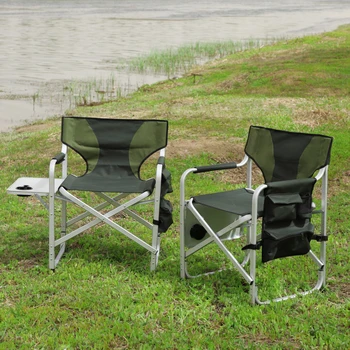 Складной уличный стул с мягкой обивкой из 2 предметов, приставным столиком и карманами для хранения в помещении, кемпинге на открытом воздухе, пикниках и рыбалке