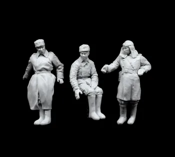 Советский солдат-танкист Второй мировой войны 3 человека в масштабе 1/35 1944 года, миниатюры из Второй мировой войны, неокрашенная модель из смолы, комплект рисунков, Бесплатная Доставка