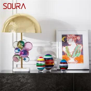 Современная настольная лампа SOURA, хрустальная светодиодная настольная лампа, Мраморное основание, креативный дизайн, декоративная для дома, спальни, гостиной, офиса