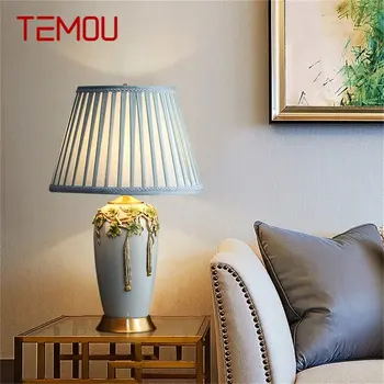 Современная настольная лампа TEMOU, латунная креативная керамическая светодиодная настольная лампа, декоративная для дома