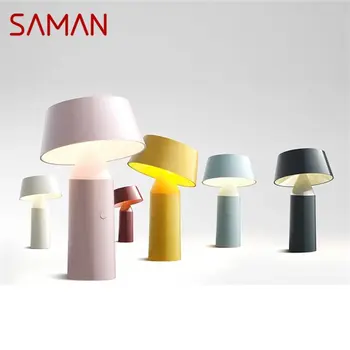 Современная настольная лампа SAMAN, креативный светодиодный беспроводной декоративный светильник для дома, Перезаряжаемый настольный светильник
