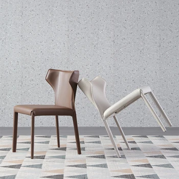 Современный обеденный стул в скандинавском стиле, кожаная классика, минималистичный Дизайнерский шезлонг, Библиотека, гостиная, мебель для дома Silla Comedor