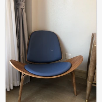 Современный трехногий стул в виде ракушки в скандинавском стиле, фанера из ясеня, тканевая обивка, мебель для гостиной, современный стул в виде ракушки для гостиной
