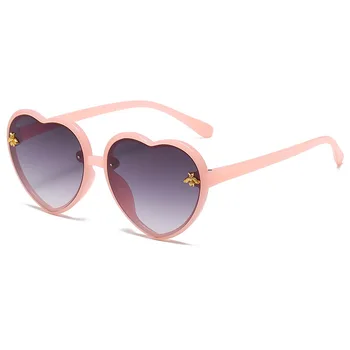 солнцезащитные очки love Heart в форме пчелы, детская оправа без оправы, прозрачные линзы, разноцветные солнцезащитные очки, детские розовые оттенки для детских солнцезащитных очков