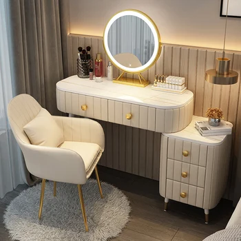 Спальня С белым светом, роскошный стол, туалетный столик для спальни с подсветкой, Мебель для спальни в скандинавском стиле Scrivania Trucco Con Specchio
