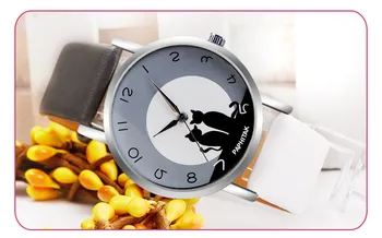 Спортивные часы с рисунком милого кота модные новые кожаные часы для девочек, популярные часы для пары девочек relogio masculino