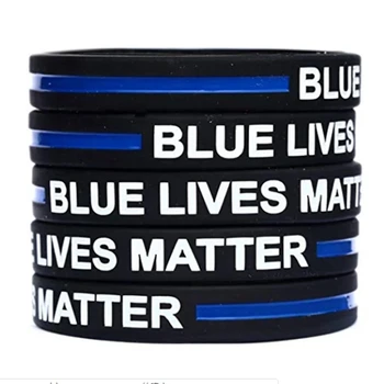 Стиль Police Blue Lives Matter Браслеты Черная Тонкая Синяя линия Браслеты из силиконовой резины Оптом