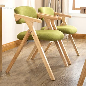 Стулья для отдыха в гостиной из массива дерева в скандинавском стиле, Современная простая мебель для дома, Складной стул, Тканевый балкон, гостиничный подлокотник, спинка кресла