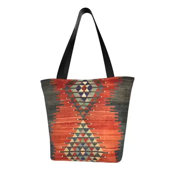 Сумка-шоппер из холста с принтом, сумки через плечо, винтажная сумка в стиле бохо, богемная Персидская племенная сумка большой емкости
