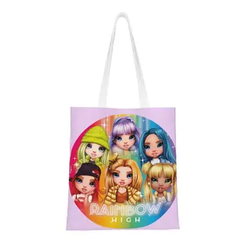 Сумки для покупок Rainbow High Grocery, холщовая сумка для покупок, сумка-тоут большой емкости, портативная сумка с мультяшным аниме-ТВ