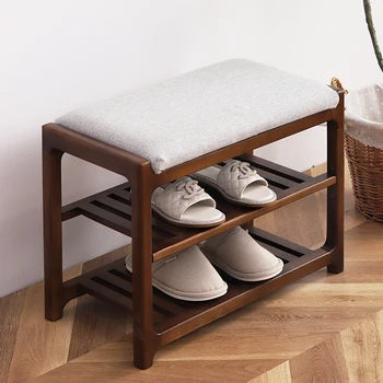 Табурет для переодевания обуви из массива дерева Nordic Home Door Можно разместить на простой вешалке для одежды, двухслойной мебели для веранды