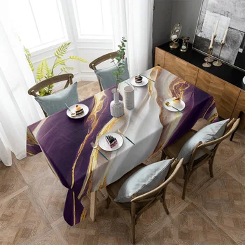 Текстура мрамора Фиолетовая Водонепроницаемая Скатерть для гостиной, обеденный стол, Журнальный столик, Скатерть для пикника на открытом воздухе