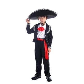 Традиционный мексиканский костюм Мариачи Амиго для косплея, детский костюм танцора, костюм для мальчиков, фестиваль, карнавал, вечеринка, Маскарадный костюм для выступления