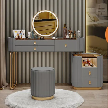 Туалетный столик Современный Комодный столик LED Mirros Бытовая Спальня Гардеробная Стол для макияжа Доска Для макияжа Зеркальная Мебель