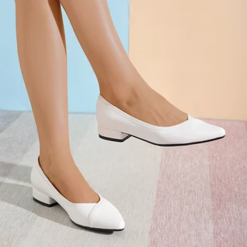 Туфли на платформе, женские туфли-лодочки, 2021 г., черно-белые модельные туфли на среднем каблуке, белые туфли, женские свадебные туфли на плоской подошве для невесты, sapatos
