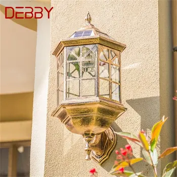 Уличный солнечный Ретро Настенный светильник DEBBY, светодиодные водонепроницаемые классические бра, лампа для украшения крыльца дома