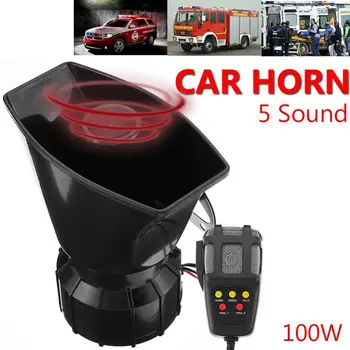 Универсальная предупреждающая сигнализация 12V мощностью 100 Вт, 5 тонов, громкий звук сирены для автомобиля, грузовика, транспортного средства