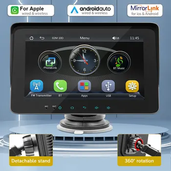 Универсальный 7-дюймовый автомобильный монитор, мультимедийный проигрыватель AirPlay, портативный беспроводной Bluetooth Carplay для автомобиля, интеллектуальная система для автомобиля