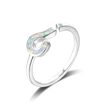 Уникальное женское Открытое Регулируемое кольцо с белой меткой, Обручальное кольцо с синим опалом, модные Обручальные кольца золотого серебряного цвета для женщин