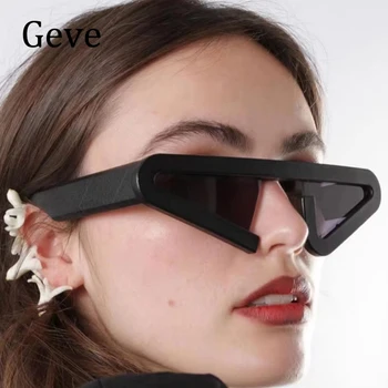 Уникальный дизайн, треугольные женские солнцезащитные очки 2023, Новая полукадра в стиле хип-хоп, мужские солнцезащитные очки неправильных оттенков UV400 Oculus