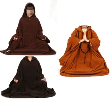 унисекс зима, весна и осень теплая накидка для медитации дзен, плащ-накидка униформа монахов буддизма, флисовые костюмы коричневого цвета /coffeeyellow