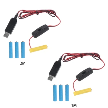 Устройство для удаления батареек типа ААА USB Кабель питания Замените 4x батарейки типа ААА для радио Электрические игрушечные часы Светодиодная подсветка с переключателем