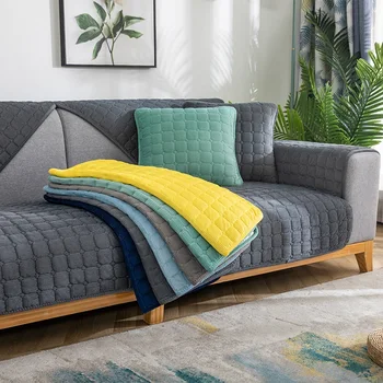 Утолщенная вельветовая диванная подушка Four Seasons General, однотонный плюшевый нескользящий чехол для дивана в гостиной, теплая дышащая спинка дивана