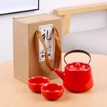 Фарфоровый китайский чайный сервиз Gongfu ручной работы, портативный чайник, портативная кофеварка и заварочный аппарат - все в одной подарочной коробке