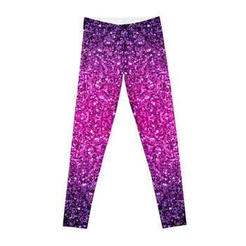 Фиолетово-розовое омбре с искусственным блеском, леггинсы с блестками, одежда для фитнеса