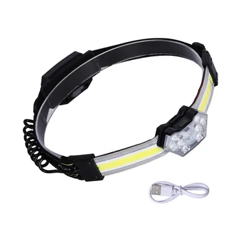 Фонарик на голову, перезаряжаемый через USB, водонепроницаемый электрический фонарь для рыбалки, Многофункциональная фара, светодиодные задние фонари