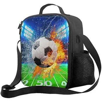 Футбольная сумка для ланча Изолированный футбольный Спортивный ланч-бокс для мальчиков и девочек, подростков, Многоразовые портативные Водонепроницаемые сумки для ланча, регулируемые