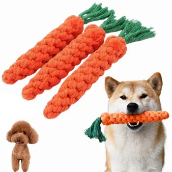 Хлопковая веревка ручной работы, игрушки в форме моркови для щенков, Жевательный инструмент для маленьких средних собак, игрушка для чистки зубов, Забавная тренировка на открытом воздухе
