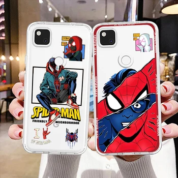 Художественный Чехол Для Телефона Marvel Spiderman Avengers Для Google Pixel 7 6 Pro 6A 5A 5 4 4A XL 4G 5G Прозрачный Чехол Из Мягкого ТПУ FUndas Capa