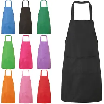 Цветной фартук с карманом для приготовления пищи для женщин, мужчин, Фартуки для уборки без рукавов, Одежда, Водонепроницаемые маслостойкие кухонные принадлежности шеф-повара