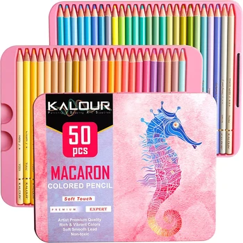 Цветные карандаши пастельного цвета KALOUR Macaron, набор из 50 цветов, Мягкая сердцевина для художников, Идеально подходят для рисования взрослых и детей, создания эскизов, растушевки