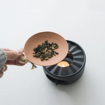 Чайная плита для запекания свечей из грубой керамики, чаша для запекания чая с чайной ложкой, чаша для ароматизации чая, японская керамическая сушилка для чая